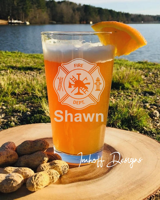 Fireman Gift | Pint Glass | Fireman With Name
