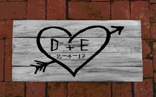 Rustic Wood Pallet Sign Carved Heart