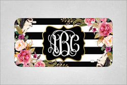 Boho Floral Feather License Plate