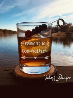 Personalized Godmother Gift | Rocks Glass | Promoted to Godmother