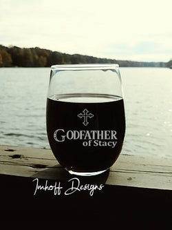Personalized Godfather Gift | Wine Glass | Godfather With Cross
