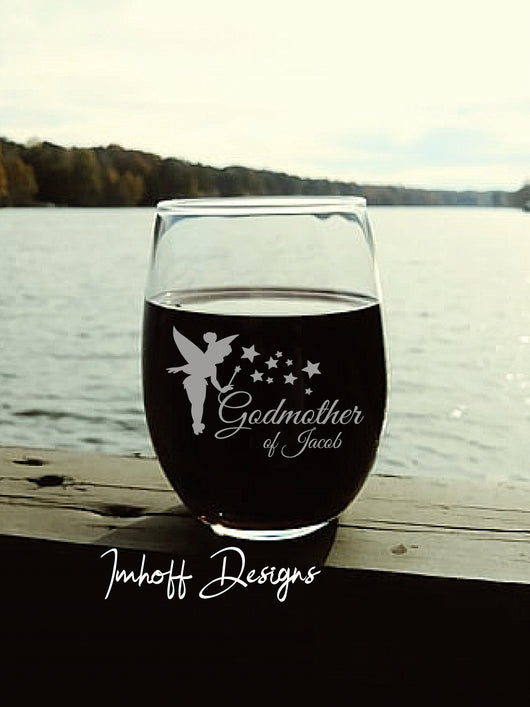 Personalized Godmother Gift | Wine Glass | Godmother With Fairy
