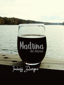 Personalized Madrina Gift  | Wine Glass | Madrina script