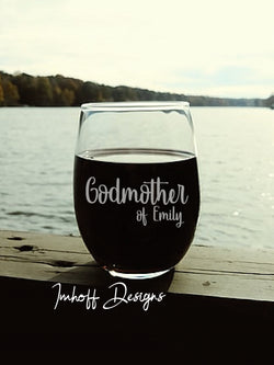 Personalized Godmother Gift | Wine Glass | Godmother Script