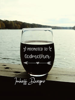 Personalized Godmother Gift | Wine Glass | Promoted To Godmother