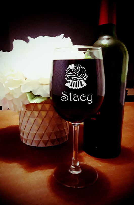 Personalized Cupcake Wine Glass