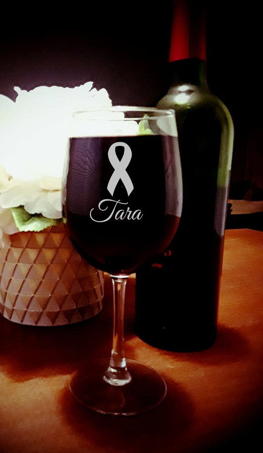 Awareness Ribbon Wine Glass