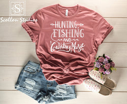 Hunting Fishing and Country Music Shirt
