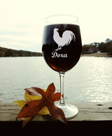 Rooster Wine Glass