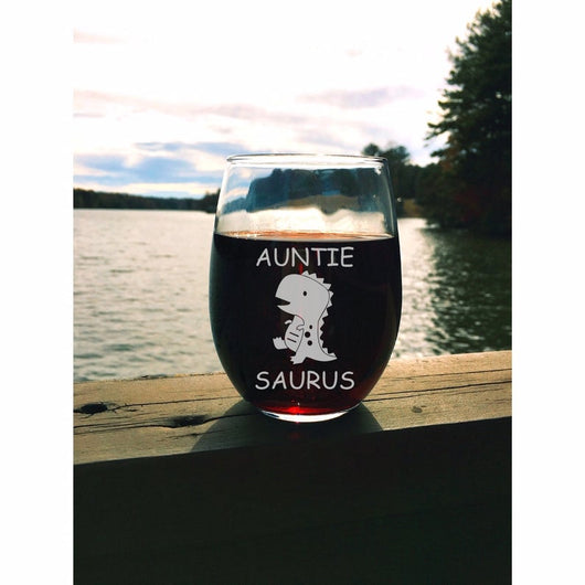 Auntie Saurus Wine Glass