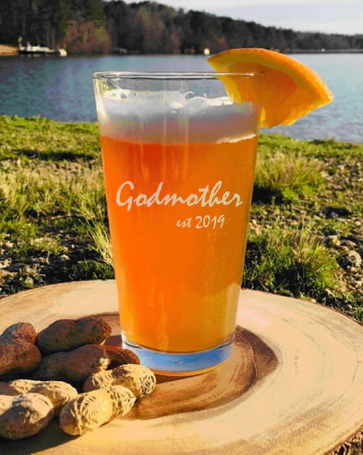Personalized Godmother Gift  | Pint Glass | Godmother Script